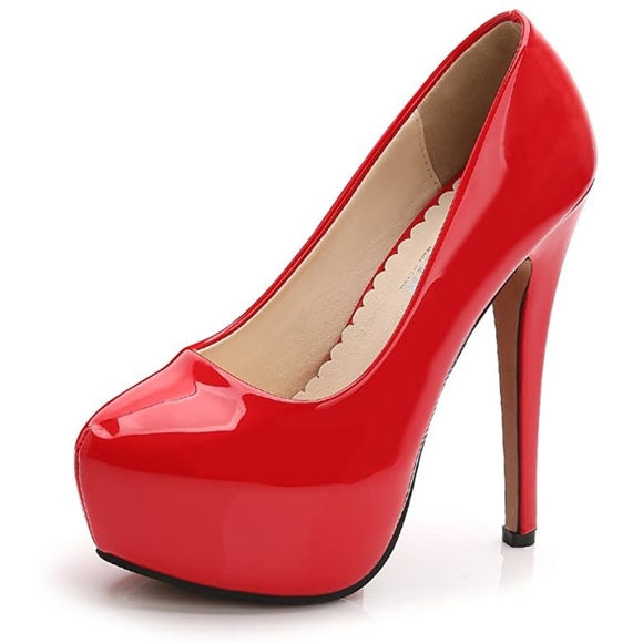 NEW! Glossy Red Platform Heels Size 5 - Picture 2 of 4